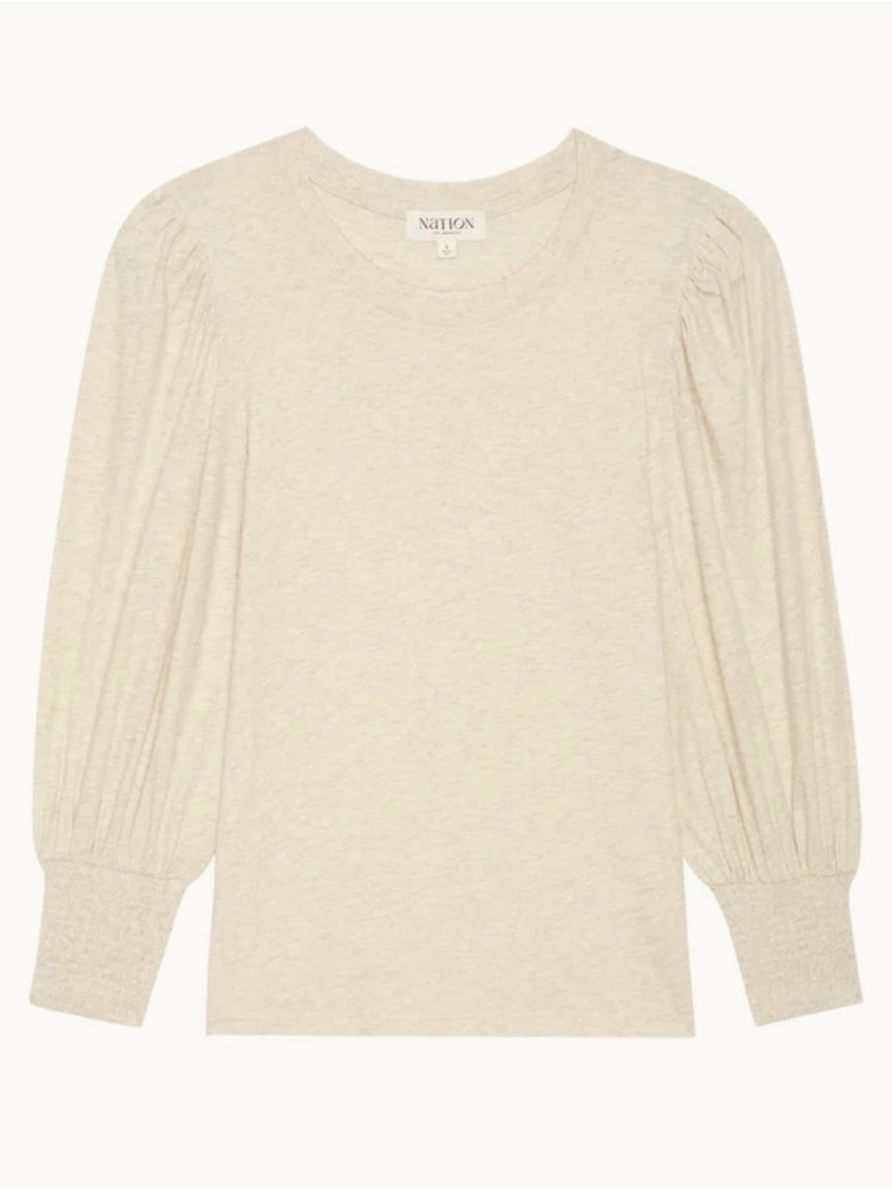 NATION LTD Loren Smocked Peasant Tee Pima Cotton Puff Sleeve Blouse